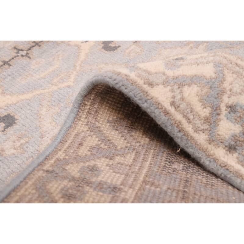 ECARPETGALLERY Hand-knotted Royal Oushak Light Denim Blue Wool Rug - 2'7 x 7'11