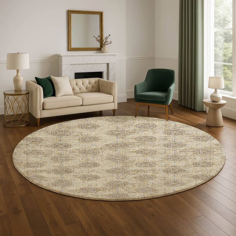 Premium Washable Super Soft Casual Imprints Mayfield Rug - Gold - 8' x 8'