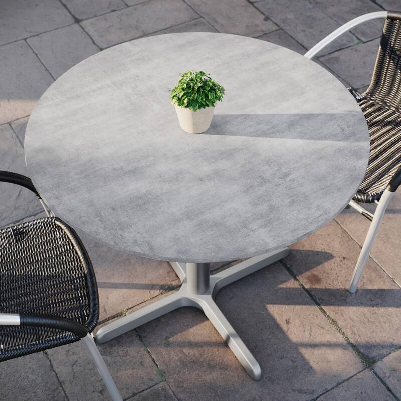 Commercial All-Weather HPL Tabletop with Crisscross Base - 36"W x 36"D x 31"H