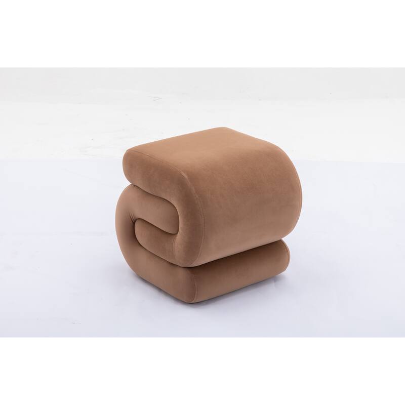 S-shape Velvet Fabric Ottoman Makeup Stool Footstool