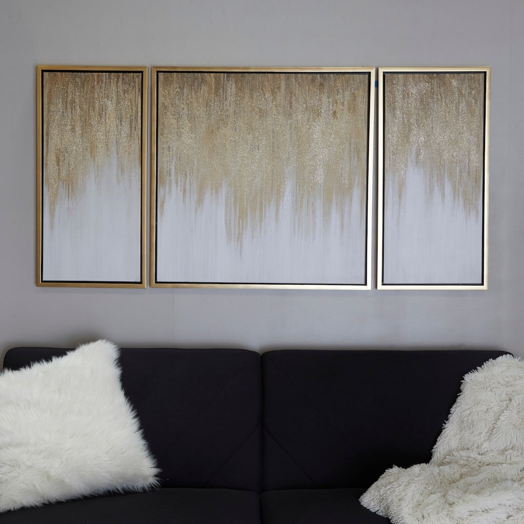 Gold Canvas Ombre Geode Framed Wall Art with Gold Frame (Set of 3)