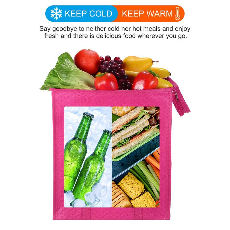 6Pcs Reusable Grocery Bag Non-Woven Foldable Thermal Insulation Bag