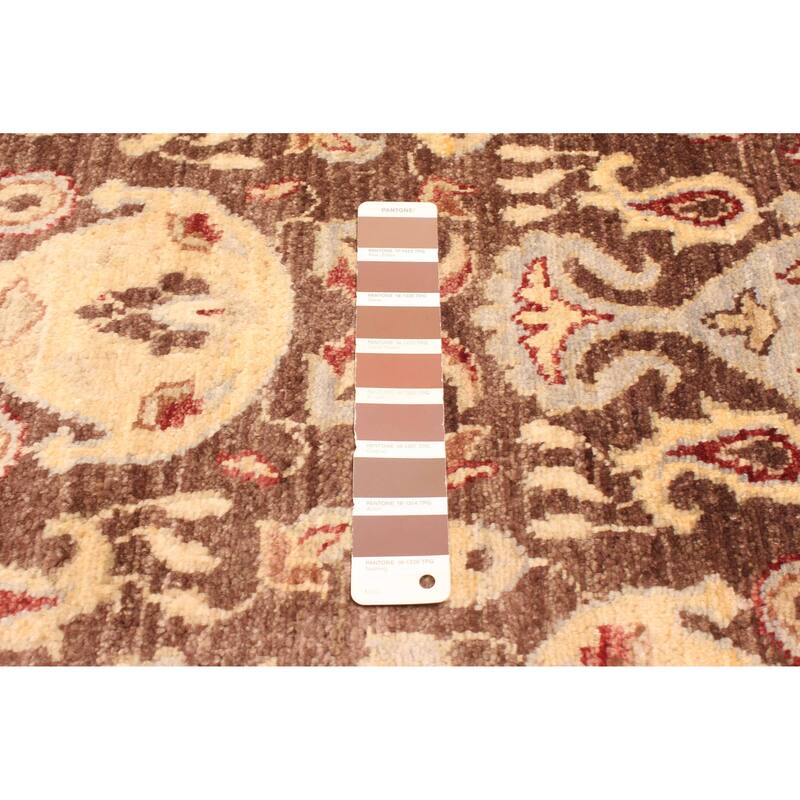 ECARPETGALLERY Hand-knotted Peshawar Ziegler Dark Brown Wool Rug - 8'0 x 9'10