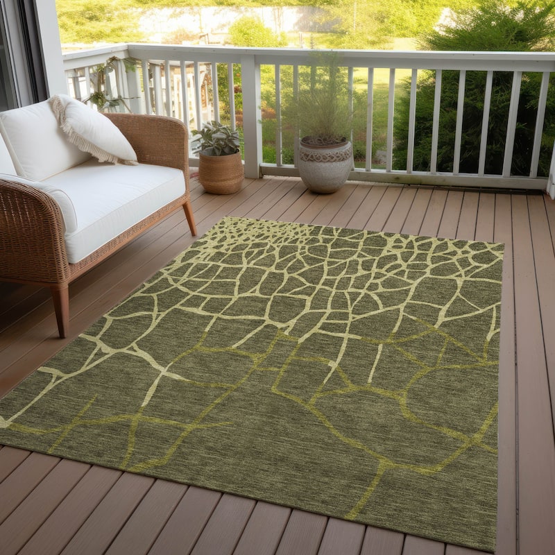 Machine Washable Indoor/ Outdoor Abstract Webby Chantille Rug