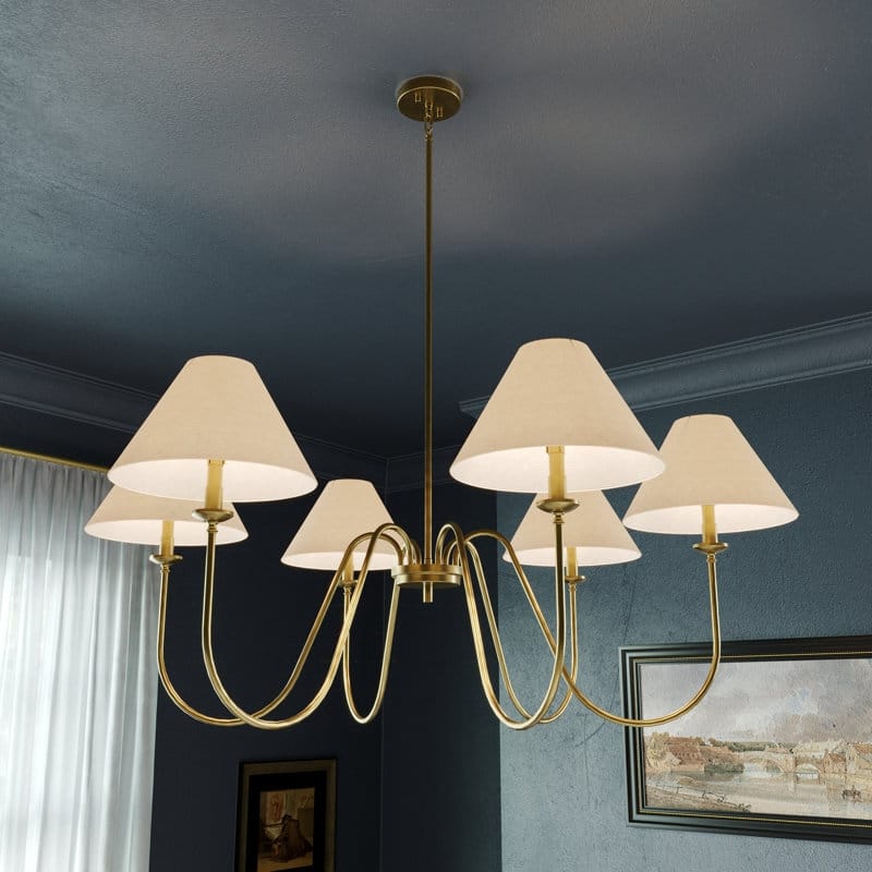 Acroma 6-light Black/Glod Chandelier with Fabric Shade