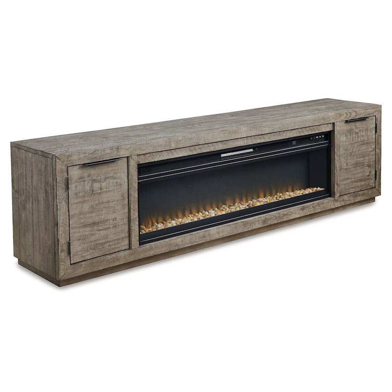 Signature Design by Ashley Krystanza 92" TV Stand for TVs up to 105" with Electric Fireplace - 92"W x 18"D x 25"H