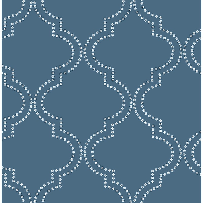A-Street Prints Tetra Blue Quatrefoil Wallpaper