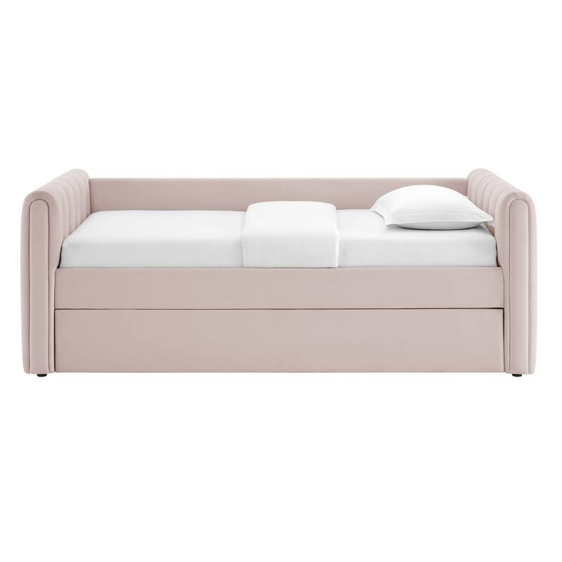 Veyla Channel Tufted Performance Velvet Twin Daybed With Trundle