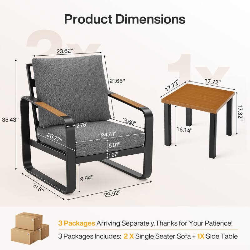 Outdoor Patio Conversation Sofa Set with Cushions