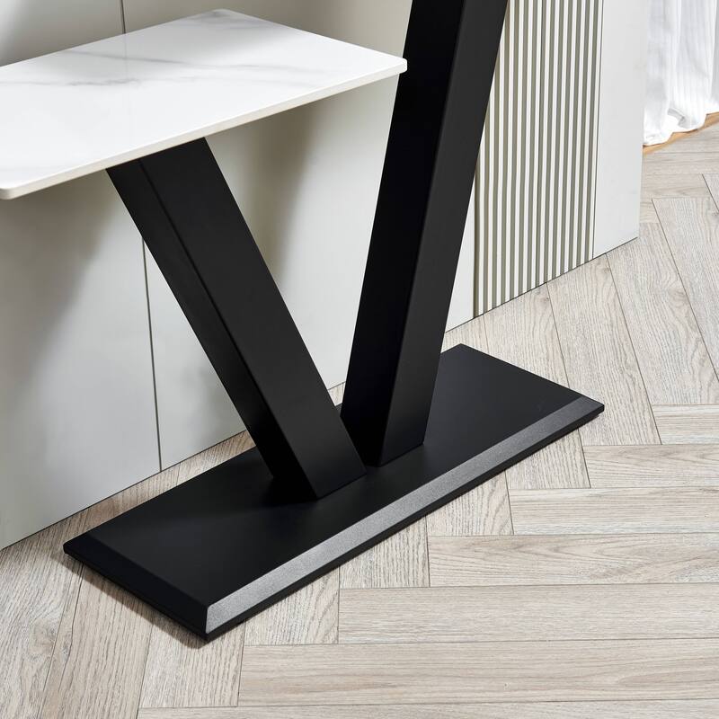 Modern Console Table with Metal Frame and Adjustable Foot Pads