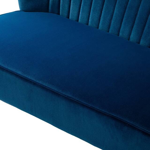 HULALA HOME Monica Modern Velvet Tufted Loveseat with Metal Legs