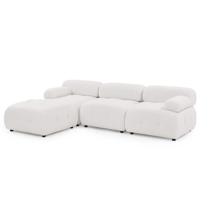 93" Velvet Modular Sectional Sofa with Button Tufted Design, Reversible Ottoman and DIY Combination