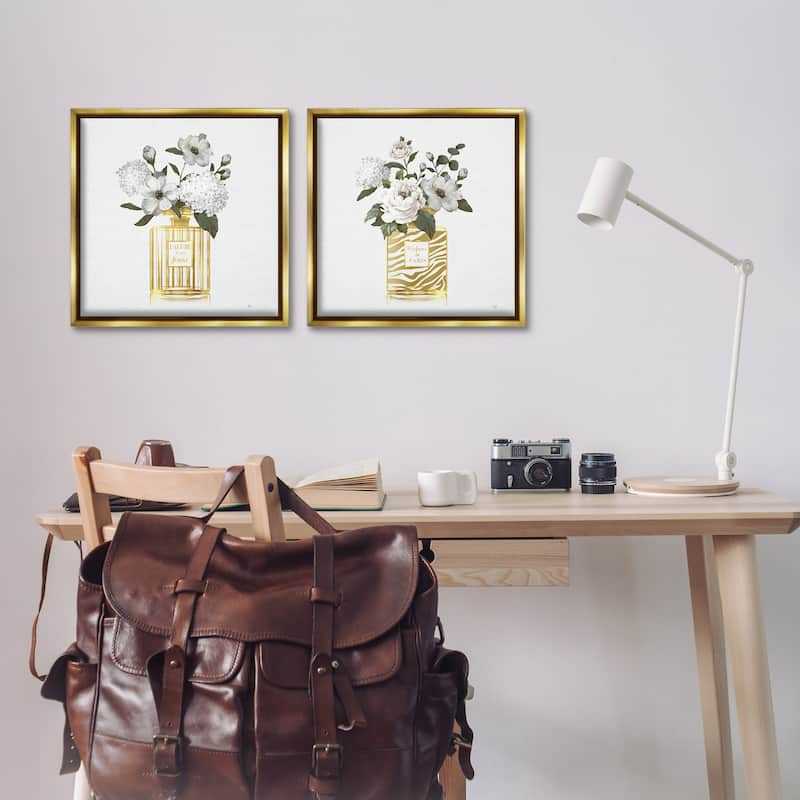Stupell Glam Detailed Perfume Bouquets Framed Floater Canvas Wall Art Design By Nan (Set of 2)