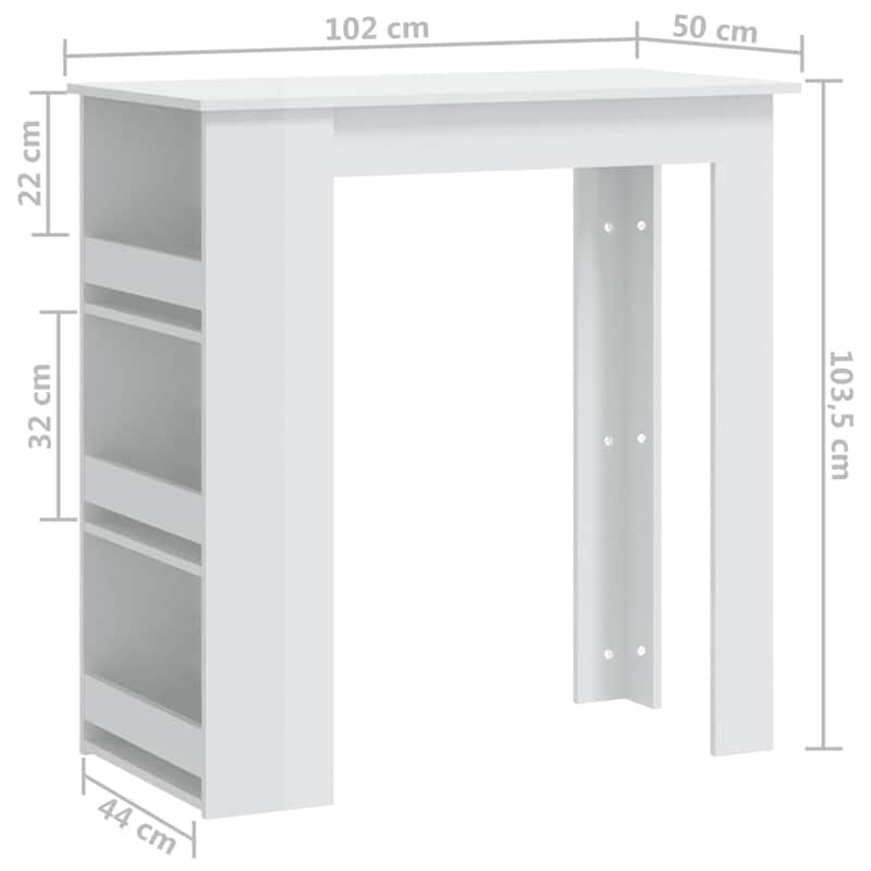 vidaXL Bar Table Kitchen Pub Bistro Table with Storage Rack Engineered Wood - 40.2" x 19.7" x 40.7"