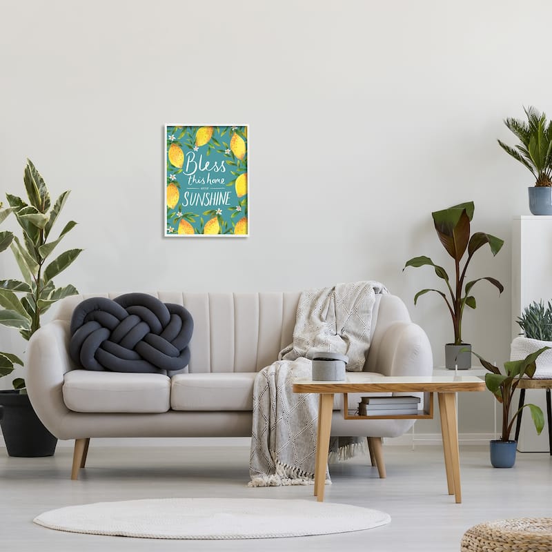 Stupell Bless This Home with Sunshine Phrase Spring Lemons Framed Wall Art