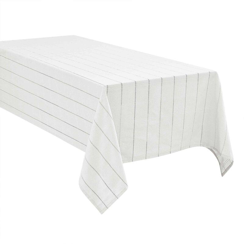 Izod Chadwick White Silver Lurex 52" x 70" Tablecloth