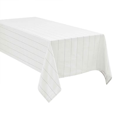 Izod Chadwick White Silver Lurex 60" x 102" Tablecloth