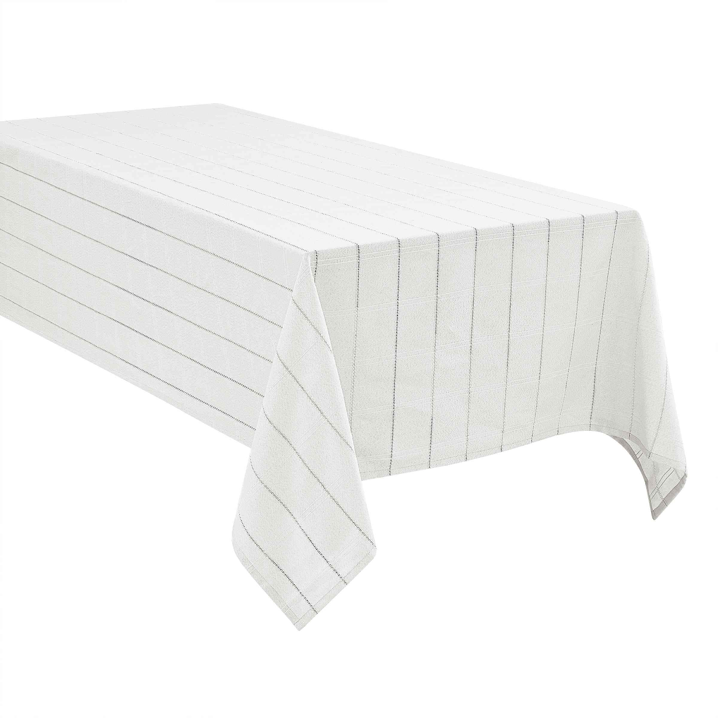 Izod Chadwick White Silver Lurex 60" x 120" Tablecloth