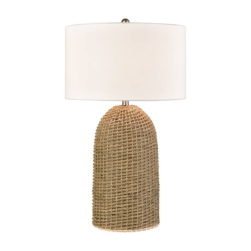 Elk Home Coe Natural With White Linen Drum Shade Table Lamp