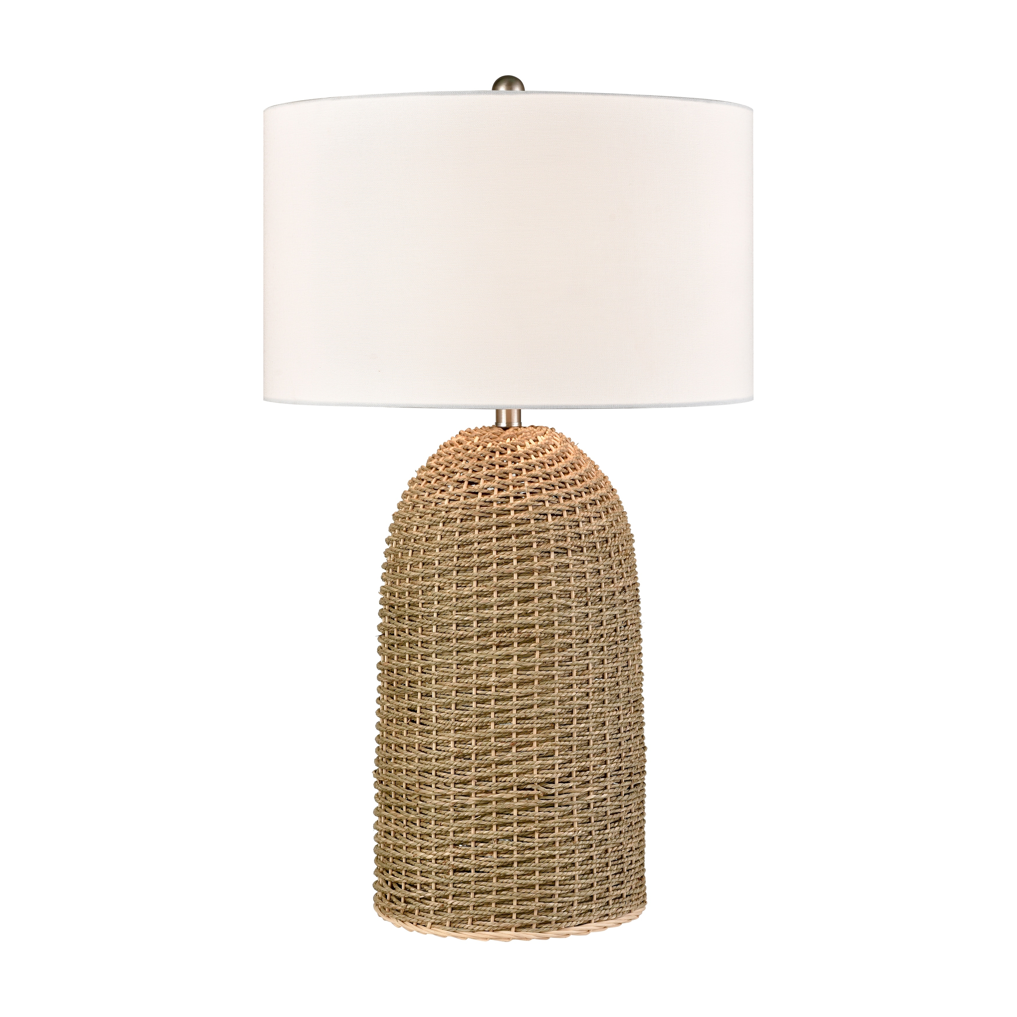 Elk Home Coe Natural With White Linen Drum Shade Table Lamp