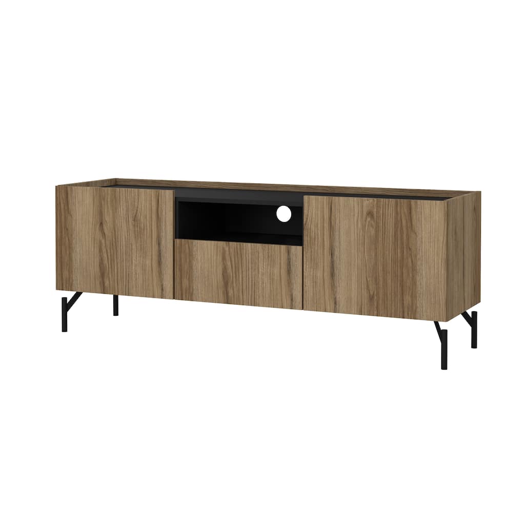 Carson Carrington Bergen TV Stand with 2 doors and 1 drawer, Catania Oak / Matte Black