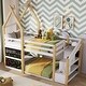 preview thumbnail 8 of 34, Twin House Bunk Bed with Stairs & Blackboards - Playful Design for Kids