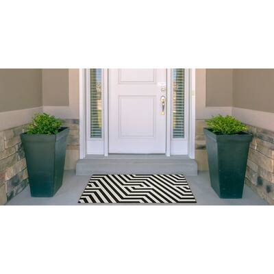 Indoor/Outdoor Water Resistant Delray Ivory & Blue Washable Area Rug Washable Area Rug - 2' x 3'