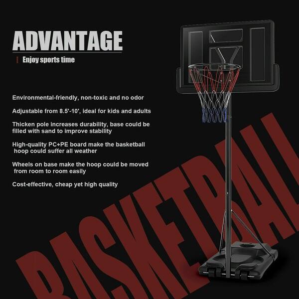 Shop Gymax Height Adjustable Portable Basketball Hoop System