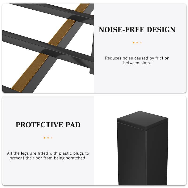 Industrial Metal Bed Frame with Wood Headboard Twin/Full/Queen Bed Slate Platform Metal Bedframe No Box Spring Needed