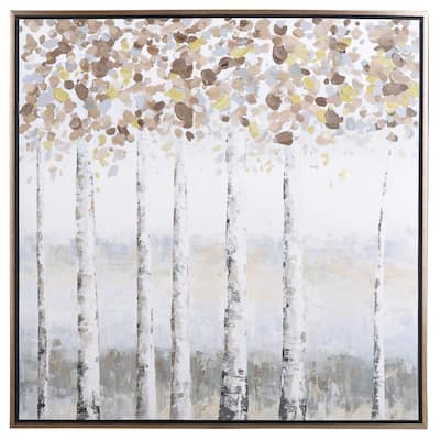 Textured Hand Painted Birch Tree Wall Art on Stretched Canvas