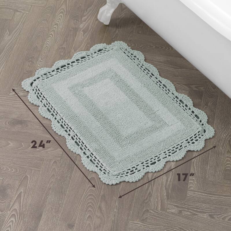Laura Ashley Reversible Cotton Crochet Bath Rug