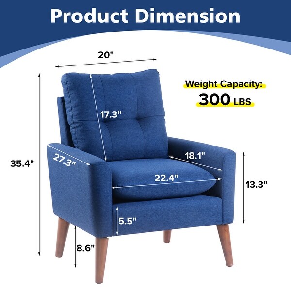 Linen Single Sofa Chair with Plush Cushioning and Wooden Legs