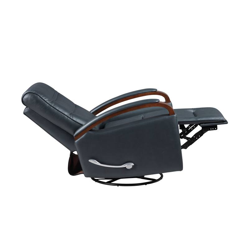 Meredith 31.5" Faux Leather Swivel Glider Recliner - Rubberwood Arm