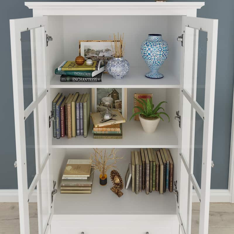 Timechee 31.5'' W Curio Cabinet Bookcase Display Cabinet China Cabinet