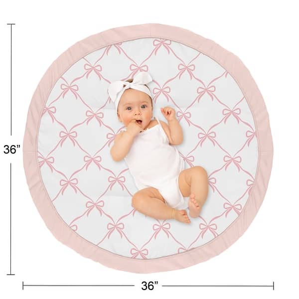 Sweet Jojo Designs Pink Bows Girl Baby Tummy Time Playmat - Blush Bow for the Ballerina Ballet Dancer Princess Collection