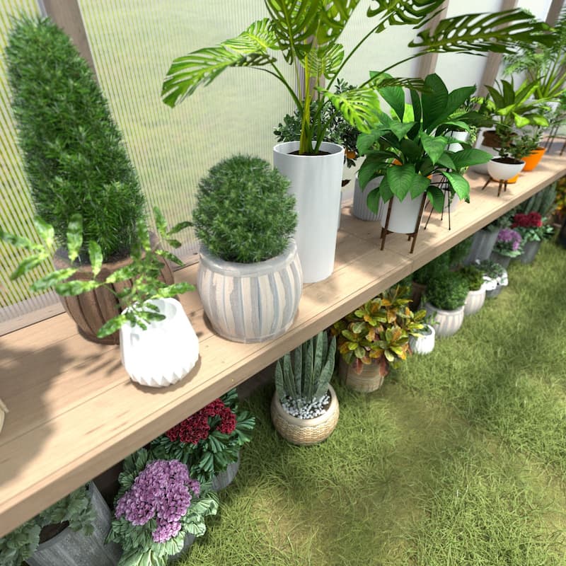 VEIKOUS Wooden Greenhouse Shelves, Heavy-Duty Storage Shelving for Wooden Greenhouses, 5 Available Sizes