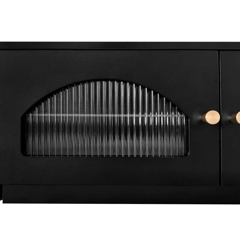 Elegant 87" TV Stand with Fluted Glass Doors & Ample Storage - Modern Media Console for Large TVs