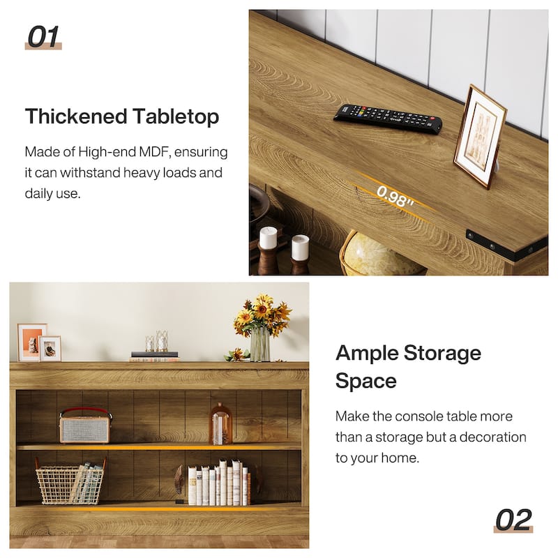 63 Inch Long Entryway Table, Narrow Sofa Console Table with Shelf