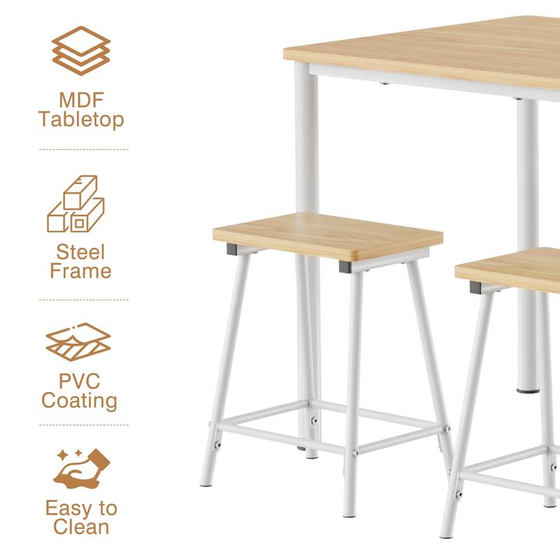 VECELO 5 Piece Dining Table Set with 4 Stools for Breakfast Nook
