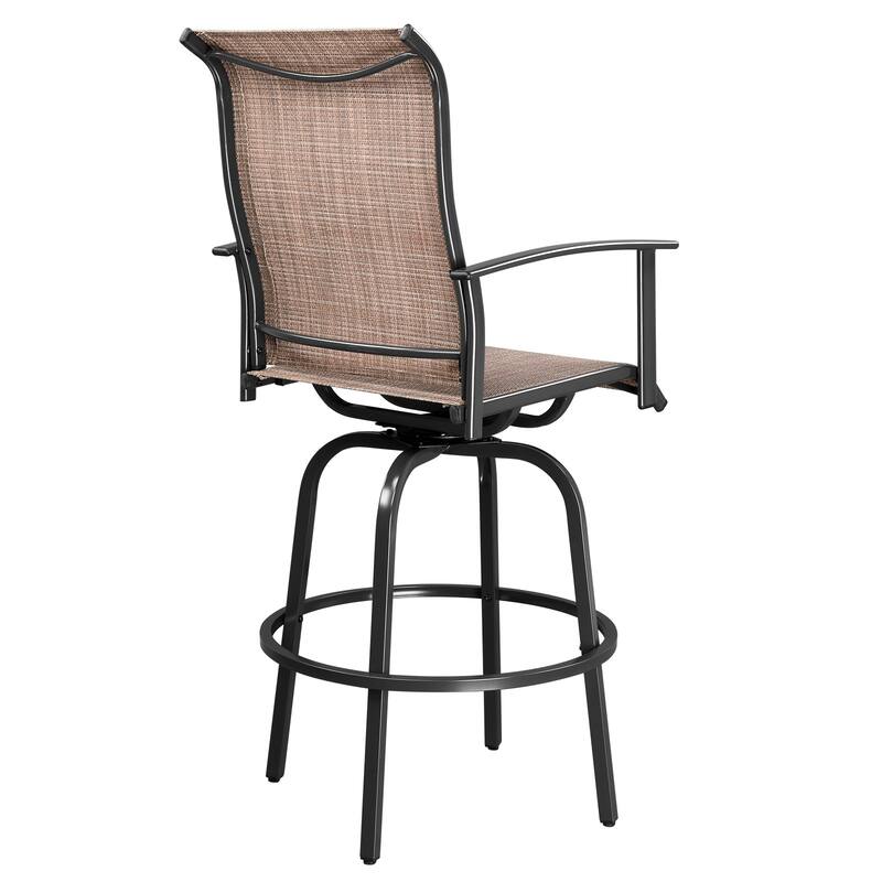 2 Pieces Wrought Iron Swivel Bar Chairs for Patio or Kitchen - 23.23" x 26.38" x 51.38"
