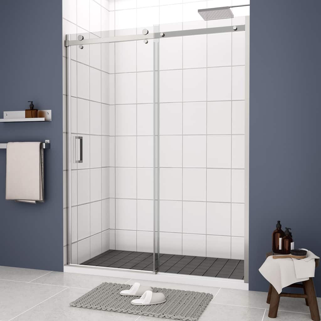 56"-60"W x 74"H Bathroom Doors with High Quality Stainless Steel Handles