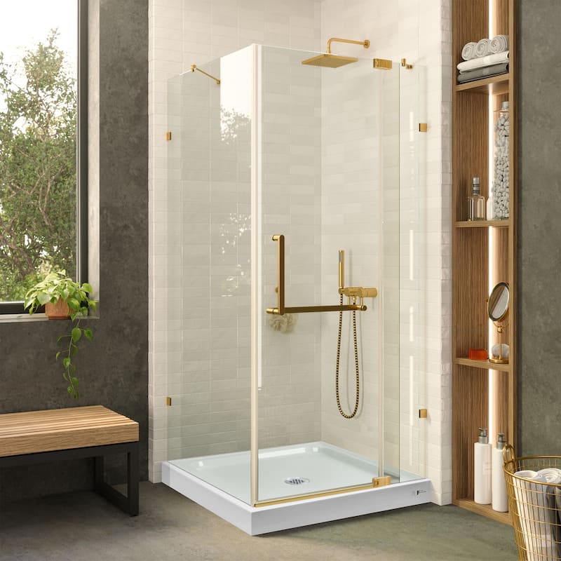 Fine Fixtures Frameless Shower Enclosure Hinged Glass Shower Door - Tempered Glass