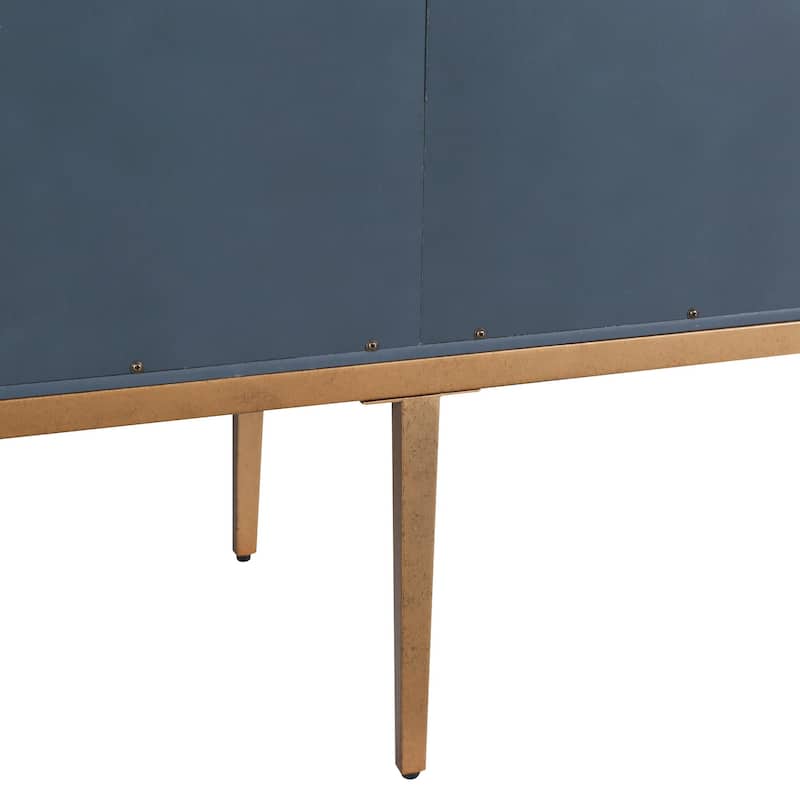 Delcey Mid-century Modern Bookshelves 4-door Display Cabinet with Bookcase Glass Kitchen Hutch - L 59 in * W 16.5 in * H 82.5 in