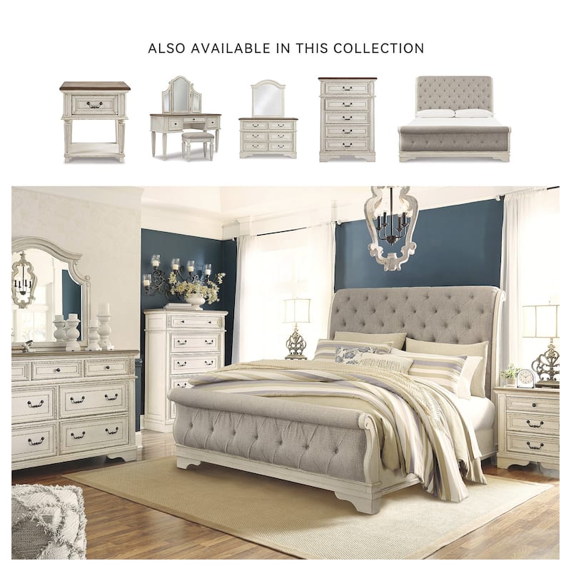 Signature Design by Ashley Realyn White/Gray Sleigh Bed