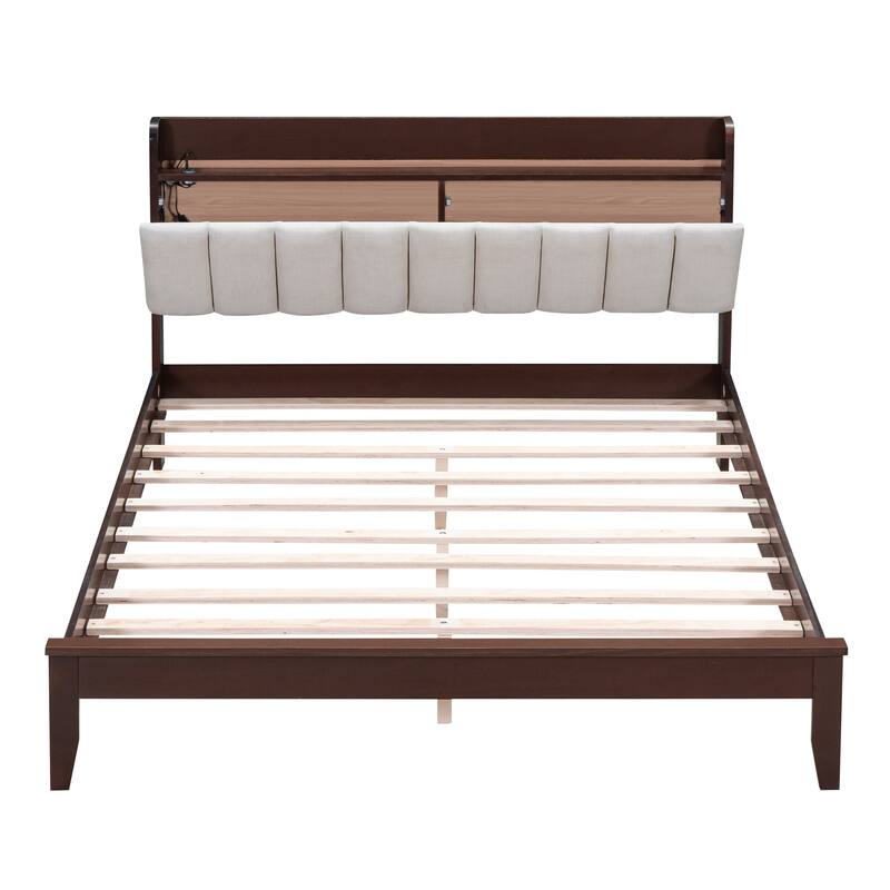 Queen size Platform Bed with USB Charging Station and Storage