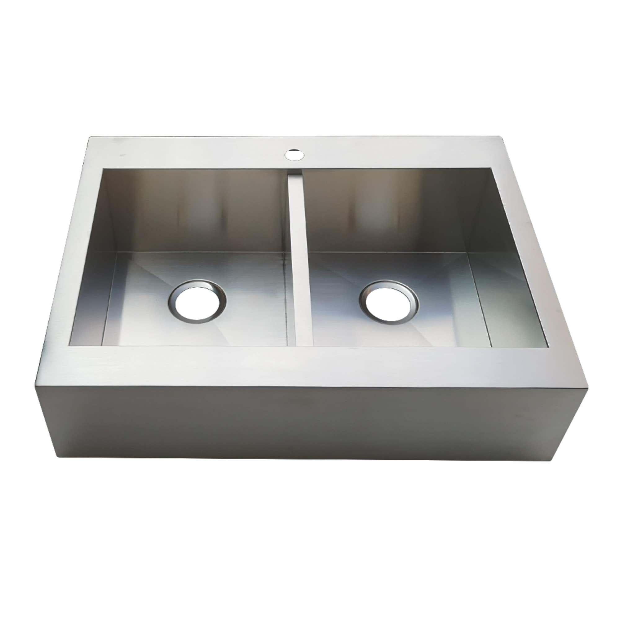 Edinburg 36-Inch Stainless Steel Apron-Front 1-Hole Double Bowl Farmhouse Kitchen Sink in Brushed
