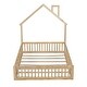 preview thumbnail 14 of 28, Full Size House Shaped Platform Bed with 12" Guardrail, Pine Wood Kids Bed Frame and Rustic Design for Bedroom, Natural Finish