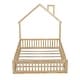 preview thumbnail 14 of 13, Natural Full Solid Wood House Bed with Guardrail