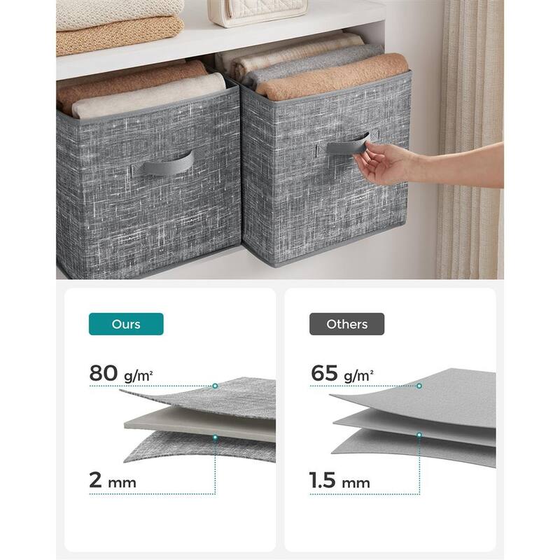 13 Inch Set of 6 Fabric Foldable Storage Cubes with Handles for Closet or Bedroom Organization - 13”L x 13”W x 13”H