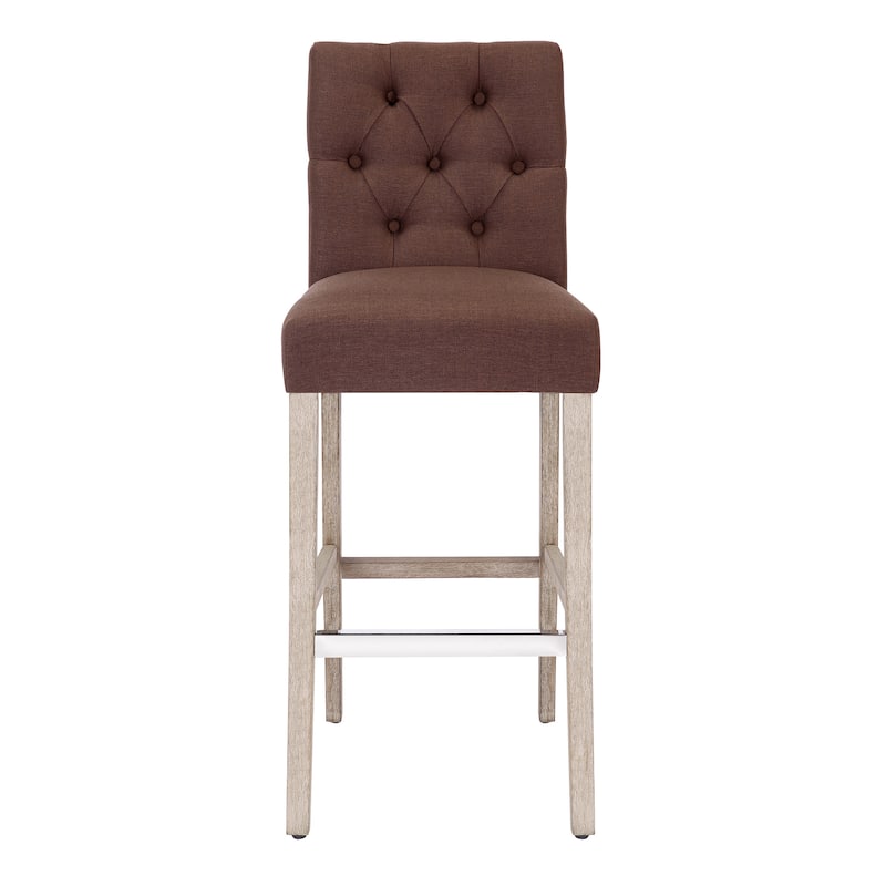 Carter 29" Button Tufted Bar Stool (Set of 2) Antique Gray Finish